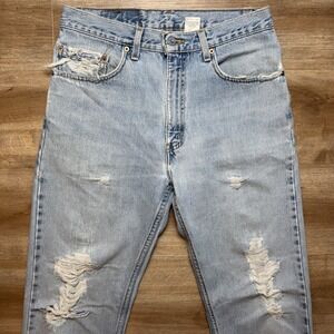 Vintage Levis 505 Jeans Men 30x32 Blue Regular Fit Distress Made USA (Tag 32x32)